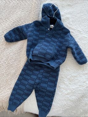 Kith Navy and Dark Navy Logo Knit Hoodie & Jogger Set